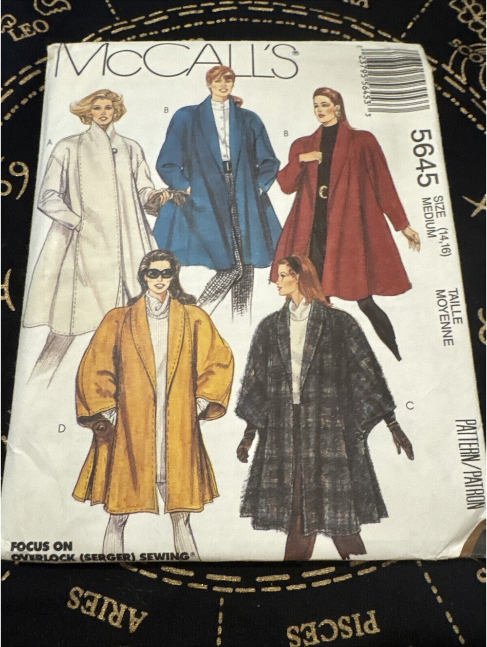 McCall's 5645 Vtg Coat Cape Mob Wife Avant Garde Sz M 14-16  Serger Uncut